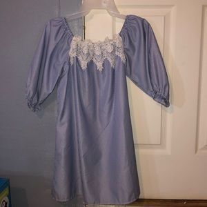 Blue and white spring dress